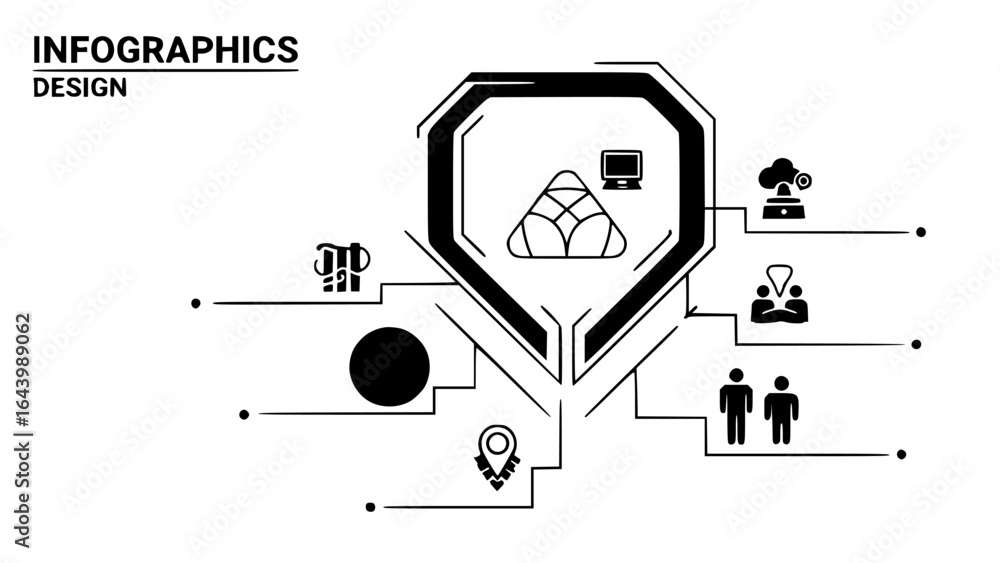 Poster infographic design with business icons and data visualization elements isolated on white background