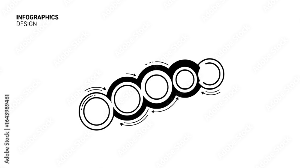 Aufkleber circular infographic design with arrows showing process flow isolated on white background