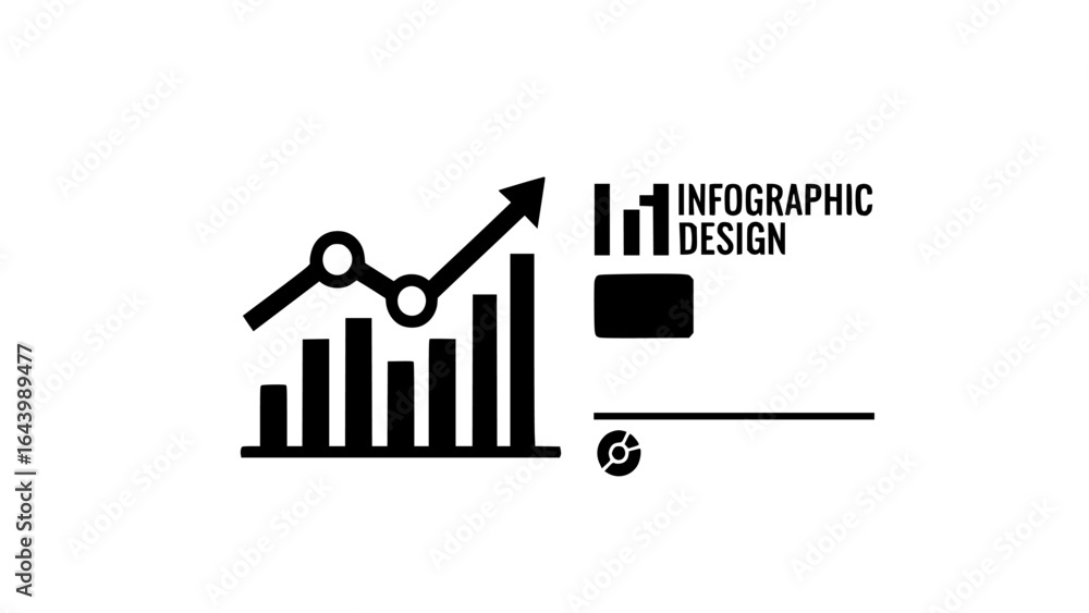 Poster infographic design with growth chart and icons isolated on white background