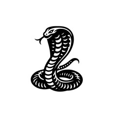 Illustration of a cobra snake with its hood spread isolated on white background