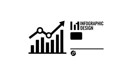 Infographic design with growth chart and icons isolated on white background