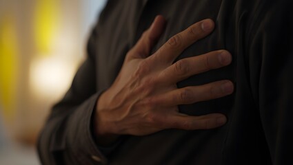 Elderly person clutching chest in pain