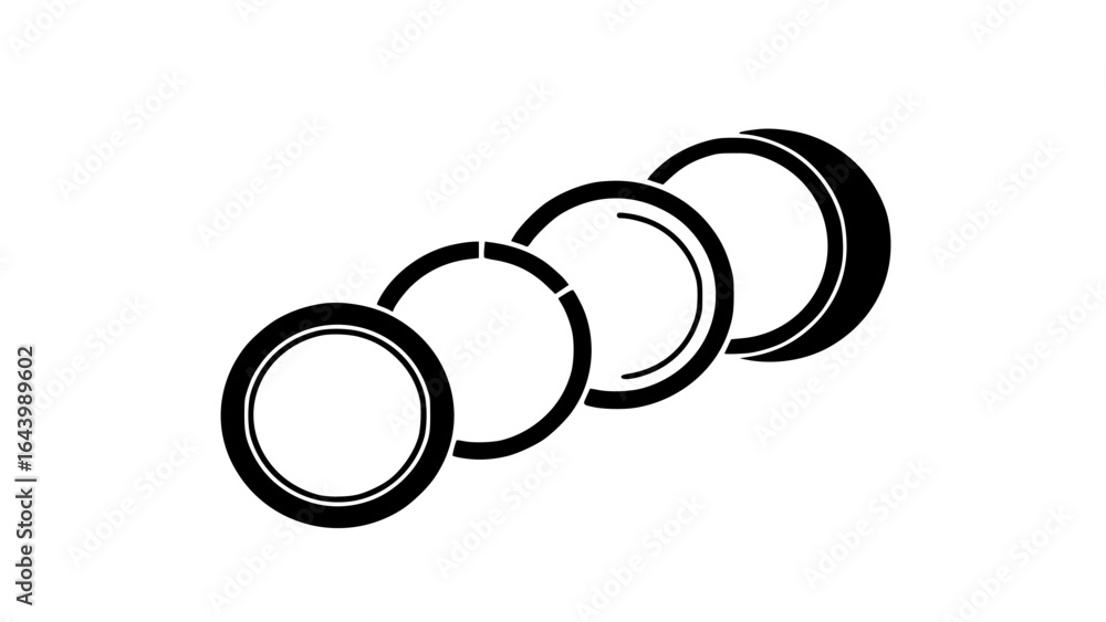 Aufkleber four segmented circle rings infographic element isolated on white background