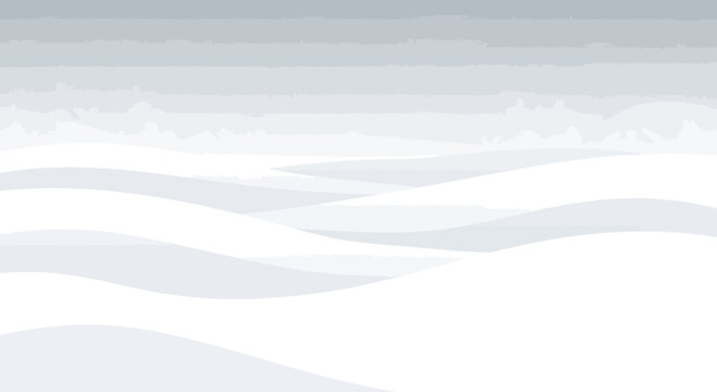 Abstract illustration of snow covered hills against a light gray sky evoking a serene winter landscape