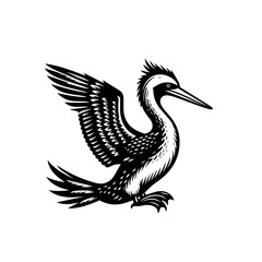 Elegant illustration of a bird with outstretched wings isolated on white background