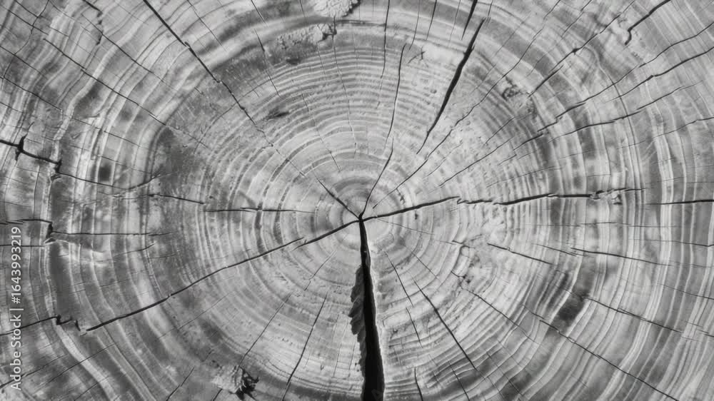 Poster a close-up view of a tree stump with a weathered, grayish texture
