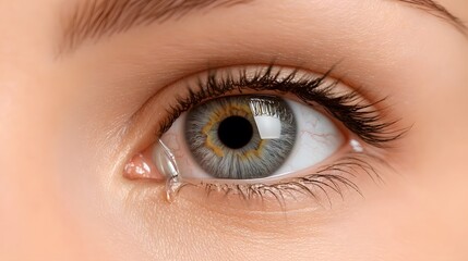 Obraz premium Closeup of a Woman's Eye with a Single Tear