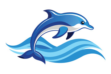 Fototapeta premium dolphin jumping over stylized waves .eps