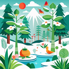 Fototapeta premium vector illustration of a summer landscape