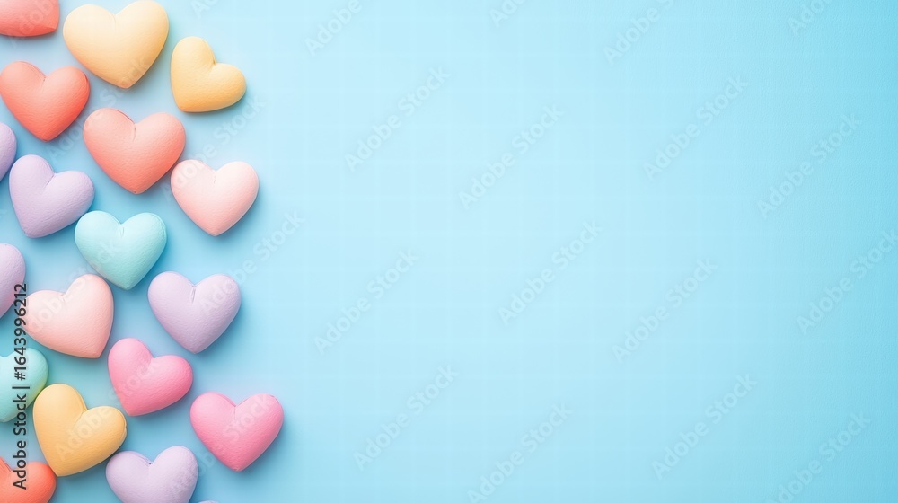 Poster gradient rainbow background confetti copy space pastel rainbow gradient background with heart shaped