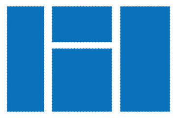 Blank postage stamp. Clean postage stamp template. Postage icon. Set of blank postage stamps. Blank postage postmark. eps 10