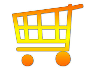 Trendy E-commerce 3D Shopping Symbol in Orange and Yellow