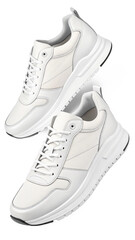 Stylish White Leather Sneakers: Minimalist Design, Modern Fashion, Clean Studio Shot