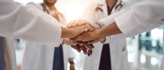 The collaborative hands of medical professionals united in support and care.