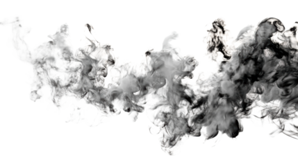 Abstract black smoke wisps on white background