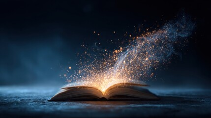 an open book with a glowing light coming out of it