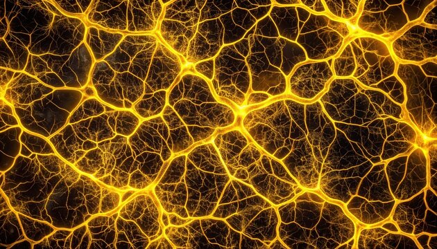 Luminous Golden Synapses Forming an Intricate Energy Web