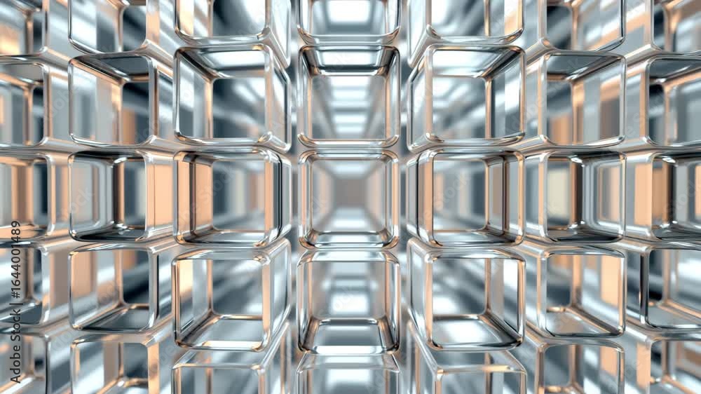 Poster abstract cubic grid: a mesmerizing digital rendering of an infinite grid of metallic cubes. each cub