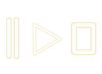 Media Control Icons – Play, Pause, Stop with Yellow Glow
