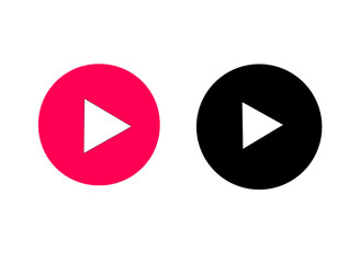 Minimalist Play Button Icons &ndash; Red Circle & White Triangle
