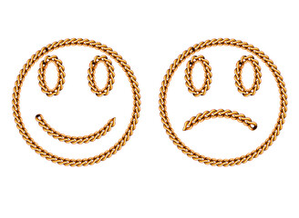 Golden Chain Emoticons – Happy and Sad Faces emoji 