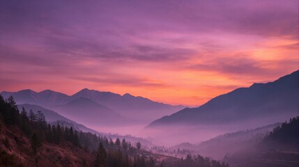 a mountain range with a valley in the foreground