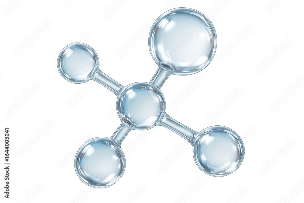 Poster glass molecule structure rotating on transparent background, perfect for science and technology conc