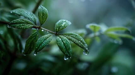 a green leaf with water droplets on it