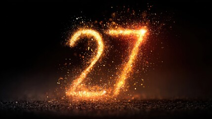 a number made of sparkles on a black background