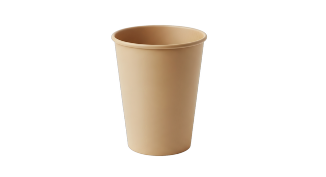 Brown kraft paper cup, vertical view, isolated on clean white background, perfect for branding mockup.