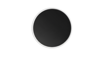 Simple round mirror with white frame, isolated on clean white background, front view, no reflections.