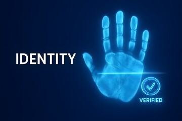 Obraz premium Glowing Biometric Identity Verification System for Secure Access Control 