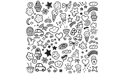 Colorful Hand Drawn Doodle Elements