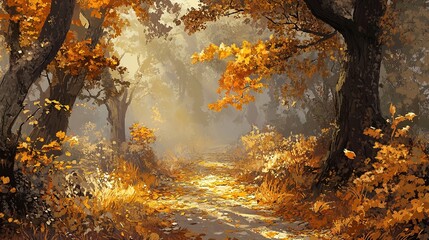 Autumnal Path: A Golden Forest Trail