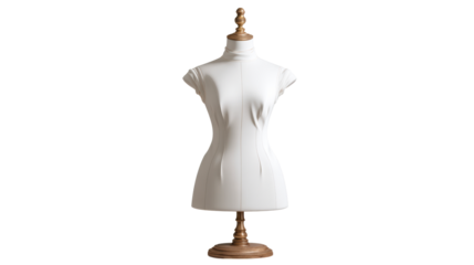 Elegant White Fabric Torso Mannequin with Wooden Base