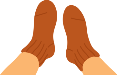 Feet Wearing Brown Wool Socks