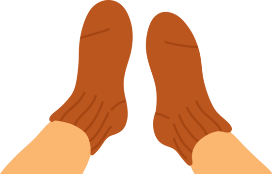 Feet Wearing Brown Wool Socks