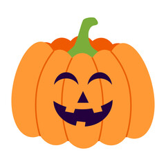 Carved pumpkin with scary and funny expression, design suitable for Halloween celebration. Vector illustration.