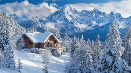 Snowy Mountain Chalet Winter Wonderland: A Breathtaking Alpine Escape