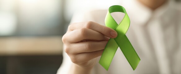 The green ribbon symbolizing awareness and support for mental health initiatives.