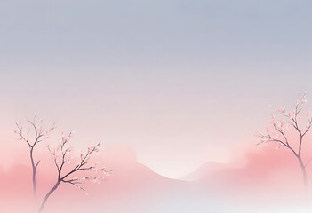 Cherry blossom branches over pastel sky