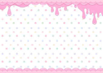 Melting cream on polka dot background