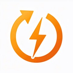オレンジ色の雷のシンボルが円で囲まれたエネルギーと電力のアイコン