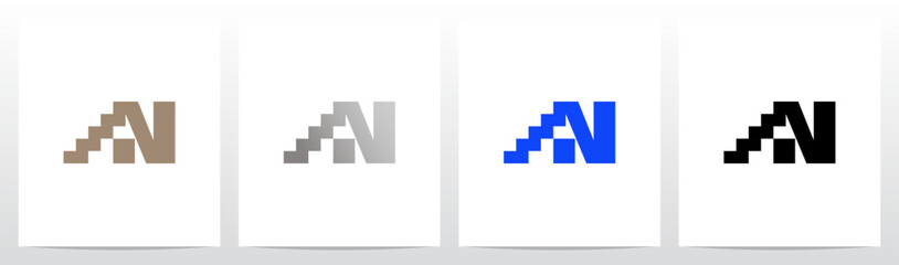 Stairs Staircase Simple Shape On The Side Of Letters Initial Logo Design N
