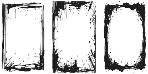 Set of frame different distressed black texture Set of dotted abstract frame . Dust and dirt texture for cover photo filter set. Overlay collection.