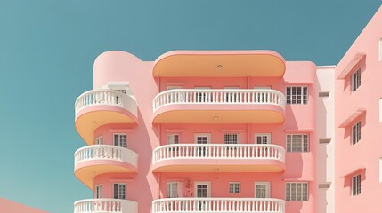 Obraz premium Pink art deco architecture miami south beach building facade travel design hotel