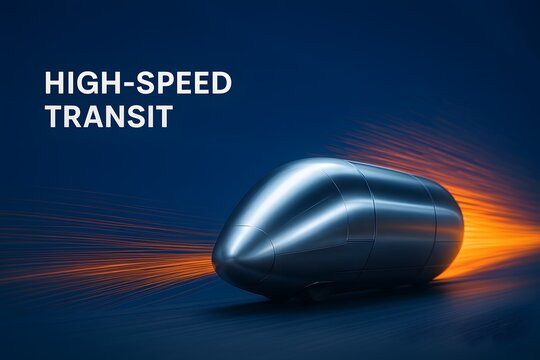 Futuristic Hyperloop Transportation System in Motion for High-Speed Travel Innovation

