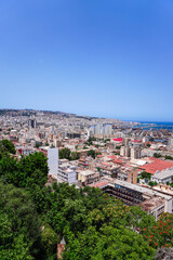 Fototapeta premium Alger the capital city of Algeria, North Africa, city centre of Algiers, the capital of Algeria, Landscape of Algiers city With port and mediterranean sea and white buildings, Arab Maghreb Africa.