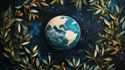 Earth Encircled by Golden Leaves: A Celebration of Our Planet's Beauty and the Importance of Environmental Conservation