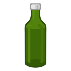 Glass bottle with a closed lid. Drink and liquid container concept.